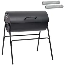 vidaXL Fassgrill mit 2 Kochrosten schwarz