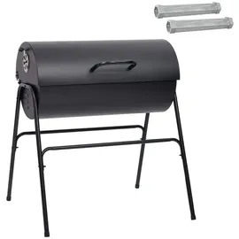 vidaXL Fassgrill mit 2 Kochrosten schwarz
