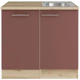 OPTIFIT Bari407 Spülenschrank-Set Rostrot