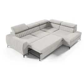 Fun Möbel Ecksofa Schlafsofa Sofa TORONTO Stoff Element Blau Ottomane Rechts