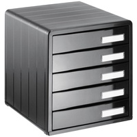 Rotho Timeless Schubladenbox / Bürobox mit 5 Schüben, Kunststoff (PS) BPA-frei, anthrazit, (34.5 x 29.0 x 32.0 cm)