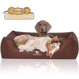 Knuffelwuff Orthopädisches Hundebett Wippo aus Velours mit Handwebcharakter Übergröße XXXL 155 x 105cm Braun - abnehmbarer Bezug - waschbar - für große, mittelgroße und kleine Hunde