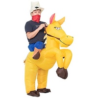 JYZCOS Aufblasbares Cowboy-Kostüm für Erwachsene, Western Pferd Reiter Kostüm (Gold)