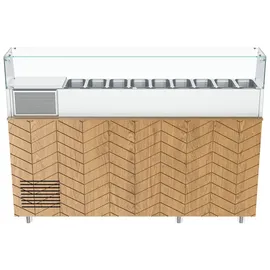 Gastronics Pizzakühltisch Premium – Kühltheke mit schwarzem Compact im Marmor-Design LED mit 207 x 80 x 145 cm 3 Türig