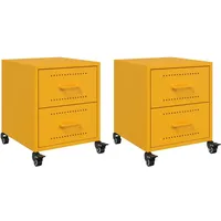 VidaXL Nachttische 2 Stk. Senfgelb 36x39x43,5 cm Stahl