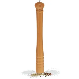 Relaxdays Salz- und Pfeffermühle, XXL Gewürzmühle, Holz, Keramikmahlwerk, manuell, HxD: 51,5 x 6 cm, klassisch, Natur