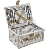 casa.pro Picknickkorb mit Besteck-Set für 4 Personen 40 x 19 x 40 cm Weiß