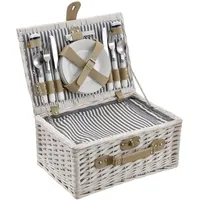 casa.pro Picknickkorb mit Besteck-Set für 4 Personen 40 x 19 x 40 cm Weiß