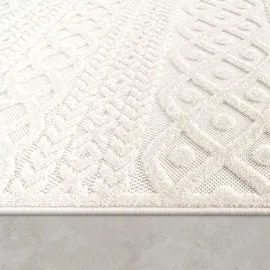 Paco Home Teppich PACO HOME "Cotton 231", beige (creme), B:60cm H:6mm L:110cm, Polypropylen, Teppiche, Teppich, Uni-Farben, Hoch-Tief Effekt, boho, In- und Outdoor geeignet