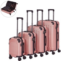 Arebos Kofferset Reisekoffer 4er Set Hartschalen Koffer Trolley S-M-L-XL-Set, (Set, Rose Gold), Teleskopstange rosa
