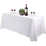 Bea's Party Rechteckige Tischdecke aus Polyester für große Tische, XXL, Weiß, hochwertige Qualität, maschinenwaschbar, für Catering, Hochzeiten, Geburtstage, Restaurants (Rechteckig 229x335cm Weiss)