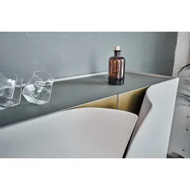 KAWOLA Highboard EMMA grau Fuß Edelstahl messingfarben