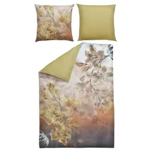 CASANOVA casa NOVA Satin-Wende-Bettwäsche FELICIA, Gelb - Braun - Weiß - 135 x 200 cm - Baumwolle - mit Reißverschluss