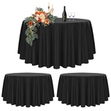 2er-Set Schwarze Runde Tischdecke 228cm Durchmesser, Runde Tischdecke für Ø90-180cm Tische, Polyester Wasserdicht Waschbar Runde Große Tischdecke für Hochzeit Party Buffet Camping Restaurant (90 Zoll)