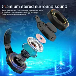 K10 Black Gaming Headset PS4 PC Xbox One Kopfhörer mit Mikrofon Surround-Sound, bequeme Ohrenschützer mit LED-Beleuchtung Geeignet für 3,5-mm-Buchse