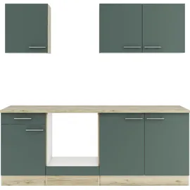 OPTIFIT Küchenzeile Savona 210 cm Steingrün