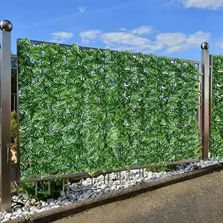 Efeu Sichtschutz Künstliche Efeu Hecke Sichtschutz Grünpflanzen-Hintergrund-Wand-Pflanzen-Wand-Balkon-Dekoration Innen- und Außen-Mall-Blumen-Wand ohne Geruch Custom Style WEWYQSJXBXF-3130(Size:200