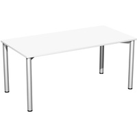 geramöbel Flex Schreibtisch weiß, silber rechteckig, 4-Fuß-Gestell silber 160,0 x 80,0 cm