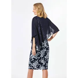 GOLDNER Chiffonkleid Etuikleid Blau/Weiß 50