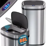monzana Automatik Sensor Mülleimer 58 l Silber