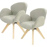 Tom Tailor HOME Armlehnstuhl »WINGS ARMCHAIR« (Set) 2 Stk.mit Armlehnen, drehbar, Rückholfunktion, Massivholzgestell beige