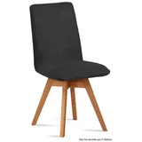 58 aufm Kessel Esszimmerstuhl Küchenstuhl drehbar (2er-Set) Donni 47x92x60 Eiche geölt/Marsala (Lieferung bis Verwendungsstelle, 4 St), Stabiles Gestell aus Massivholz pflegeleichter Bezug aus Microfaser grau