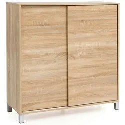 Kadima Design Schuhschrank `Fulda`: 20 Paar Schuhe, Schiebetüren, kratzfest, Melaminharz, Anti-Rutsch-Noppen. Beige, 100x38x108 cm