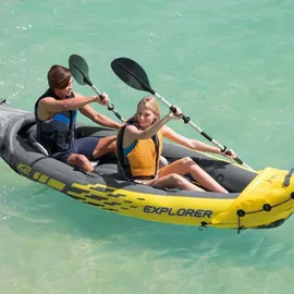 Intex Aufblasbares Kajak Explorer K2, 2 Personen, mit Zubehör, PVC, Gelb,