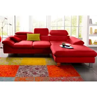 Ecksofa COTTA "Driver L-Form", rot, B:268cm H:73cm T:169cm, LEDER BEEFY (ein abgedecktes Spalt-Rindsleder) im Sitz und Rücken (Korpus in Kunstleder);Luxus-Kunstleder;Kunstleder SOFTLUX;Leder Pampas (echtes Rindsleder), Rückseite mit schwarzem Spannstoff bezogen, Sofas, Ecksofa, mit Kopfteilverstellung, wahlweise mit Bettfunktion & Bettkasten