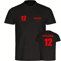multifanshop Kinder T-Shirt - Spanien - Trikot Nummer 12 - Druck rot - Kind