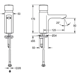 KWC AR Standventil, F5, hydr., o. Mischung, 5l