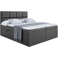 ALTDECOR Boxspringbett mit Matratze(20 cm hoch) und Topper(4 cm hoch), Polsterbett mit Kopfteil und Bettkasten - GALMA - 180x200 - H4/Schwarz Kunst...