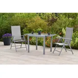 Merxx Amalfi Set 3-tlg 2 Klappsessel Gartentisch Ausziehbar 80(120)x70cm Diamant