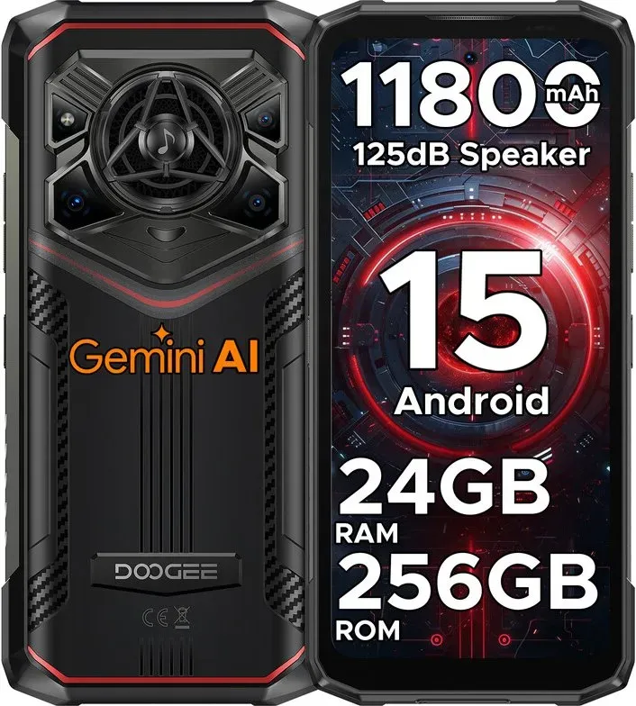 DOOGEE Blade 20 Pro Robust-Smartphone, Android, 15,125 dB, 3,5 W Lautsprecher, Mobilgeräte, 11800 mAh + 6,6 Zoll HD-Display, 24 GB + 256 GB/2 TB, 50 MP + 20 MP + 8 MP, Triple-Kartensteckplätze/NFC/OTG/GPS/Gesichts-ID
