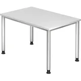 Hammerbacher Schreibtisch weiß rechteckig, 4-Fuß-Gestell silber 120,0 x 80,0 cm