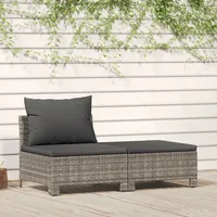 Ankonbej 2-tlg. Garten-Lounge-Set mit Kissen Grau Poly Rattan - Grau