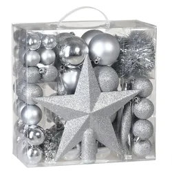 Deuba Casaria Weihnachtskugeln Christbaumschmuck 77tlg. Silber