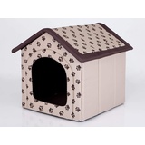 PillowPrim Hundehütte Hundehöhle Hundebett Hundehaus Katzenhöhle kleine S - 38x32 cm beige mit Pfoten