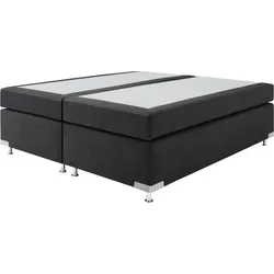 Boxspringbett "Holland", schwarz, B:162cm L:201cm, Microvelours (100% Polyester), WESTFALIA SCHLAFKOMFORT, Komplettbetten, Boxspringbett, ohne Kopfteil, frei im Raum stellbar