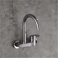 HomeLava 360° Drehbare Wasserhahn Küche Wandarmatur Kalt und Heiß Einhebelmischer Kupfer Küchenarmatur Wandmontage Armatur Wand Mischbatterie, Chrom