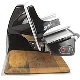 Berkel Home Line 200 in schwarz mit passender Abdeckhaube von Berkel - inkl. Messerabnehmer und handgefertigtem Fassholzbrett Unikat - Sonderangebot