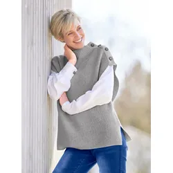 Pullunder HEINE "Pullunder", Damen, Gr. 38, grau (grau, meliert), 100% Baumwolle, meliert, unifarben, Pullover