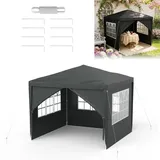 ACXIN Garten Pavillon 3x3 m mit 4 Seitenteilen, Wasserdichtes Partyzelt, Stabiler Stahlrahmen, Sonnenschutz & Wetterfest, Oxford-Gewebe, Gartenpavillon oder Grillpavillon fur Party Camping, Anthrazit