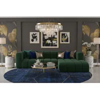 kaiser möbel Ecksofa L-Form Grand L 287 cm, Veloursstoff Salvador, Grün, Rechts - Grün