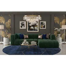 kaiser möbel Ecksofa L-Form Grand L 287 cm, Veloursstoff Salvador, Grün, Rechts - Grün