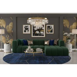kaiser möbel Ecksofa L-Form Grand L 287 cm, Veloursstoff Salvador, Grün, Rechts - Grün
