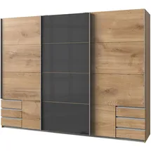 Die Möbelfundgrube Schwebetürenschrank - Plankeneiche - Graphit - 270 cm breit