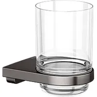 Keuco Moll Glashalter 12750359000 mit Echtkristall-Glas, Titanschwarz gebürstet