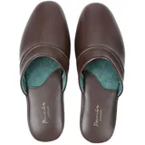 PAMIR Herren Hausschuhe aus echtem Leder mit Memory-Schaum-Innensohle und Leder-Außensohle., Braun (braun), 44 EU - 44 EU