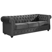 vente-unique Sofa 3-Sitzer - Samt - Anthrazit - Chesterfield